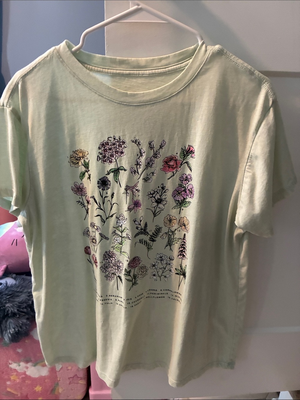 Light Green Floral Graphic Short Sleeve Tee